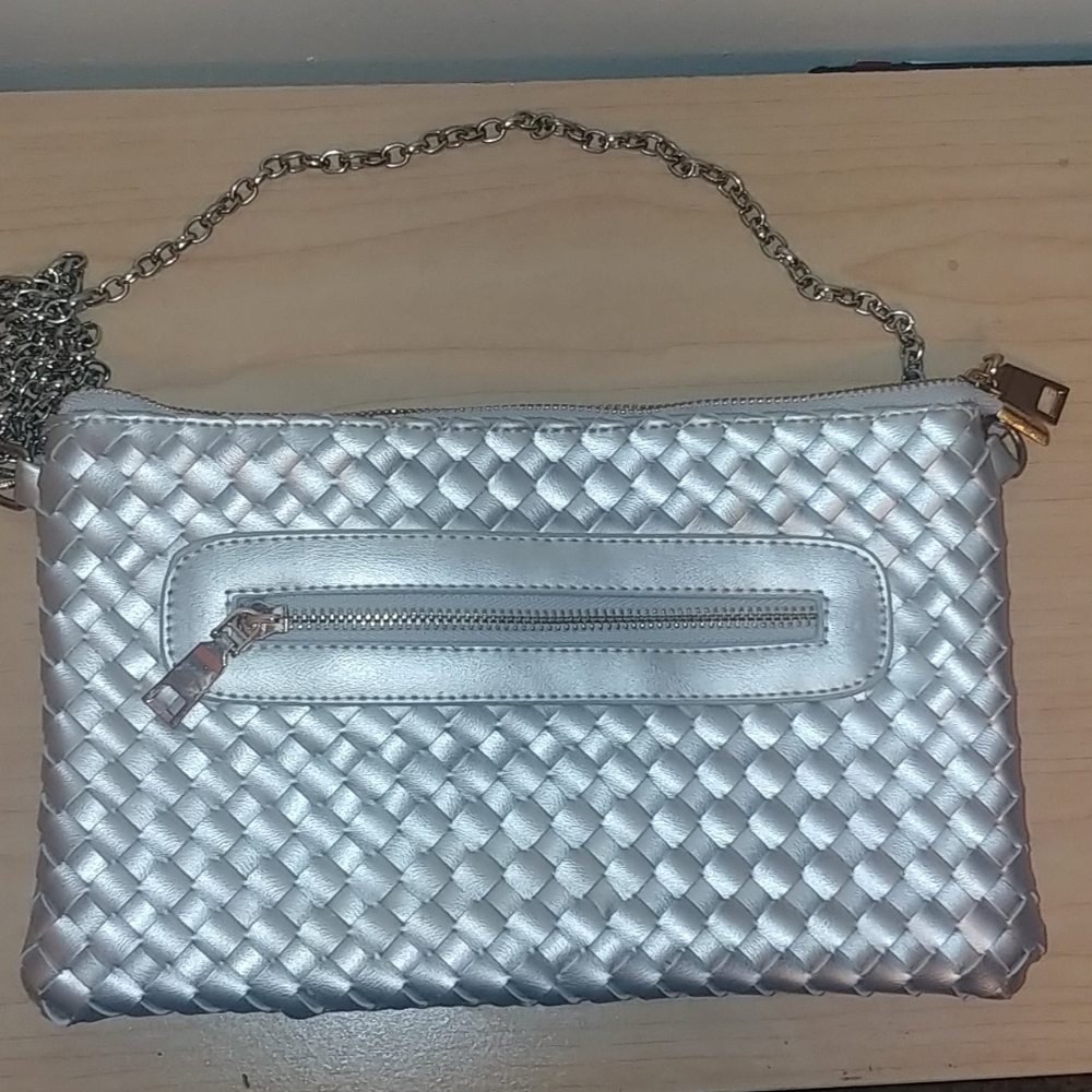 Silver woven purse